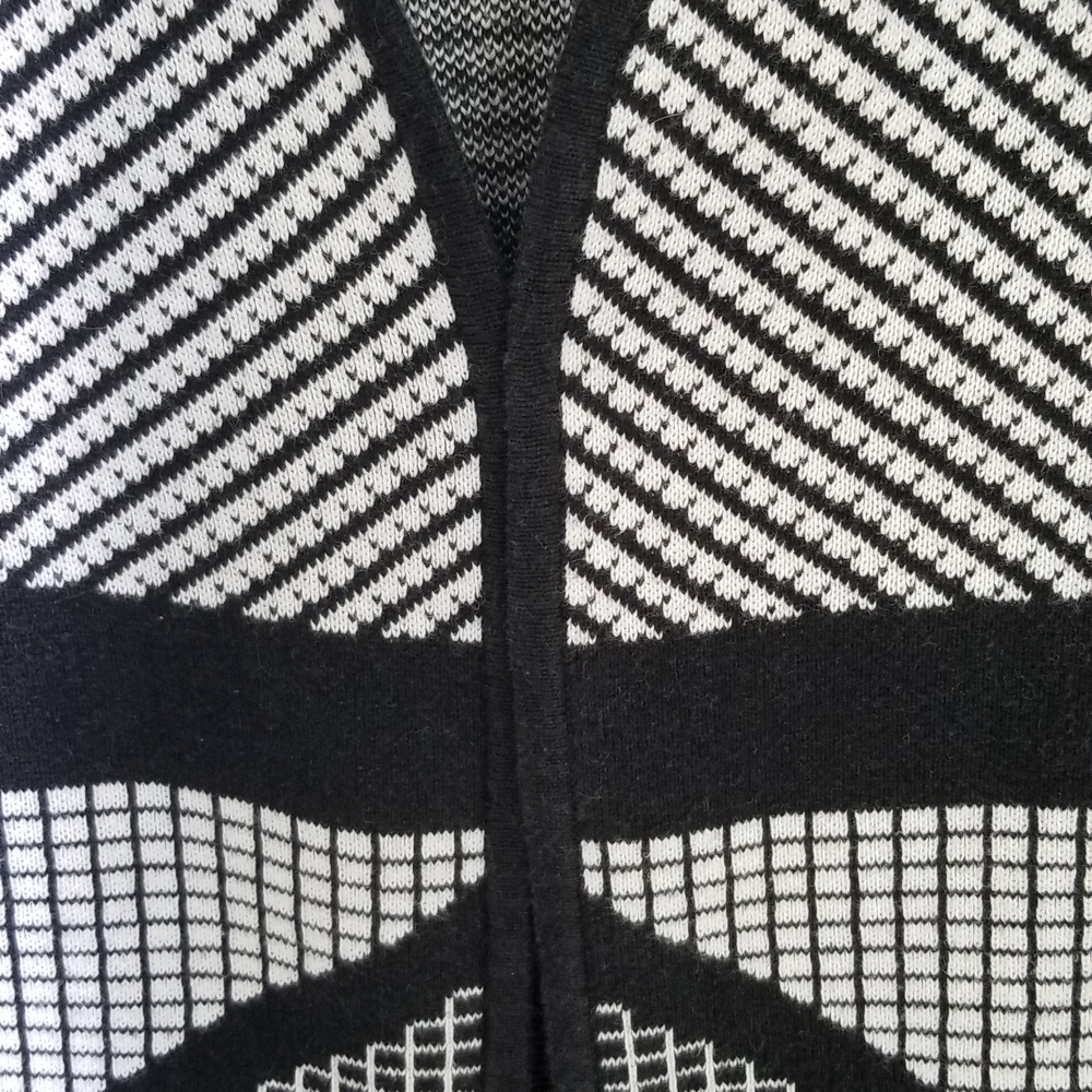 Bellini Black&White Geometric Pattern Open Front Cardigan.60%Cotton 40%Viscose - Picture 3 of 4